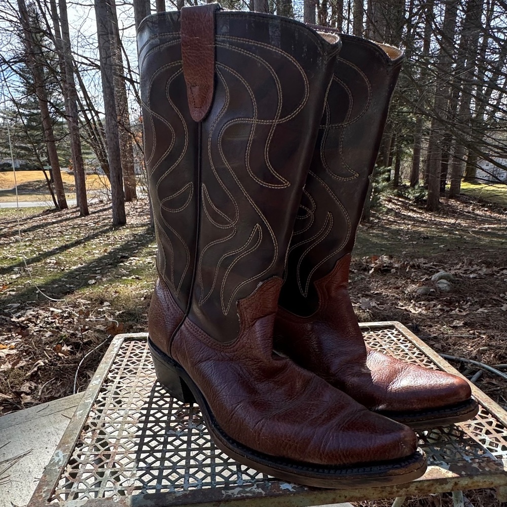 Cowboy Core--Vintage Rodeo Cowboy Boots-tagged 7.5 - Picture 9 of 10